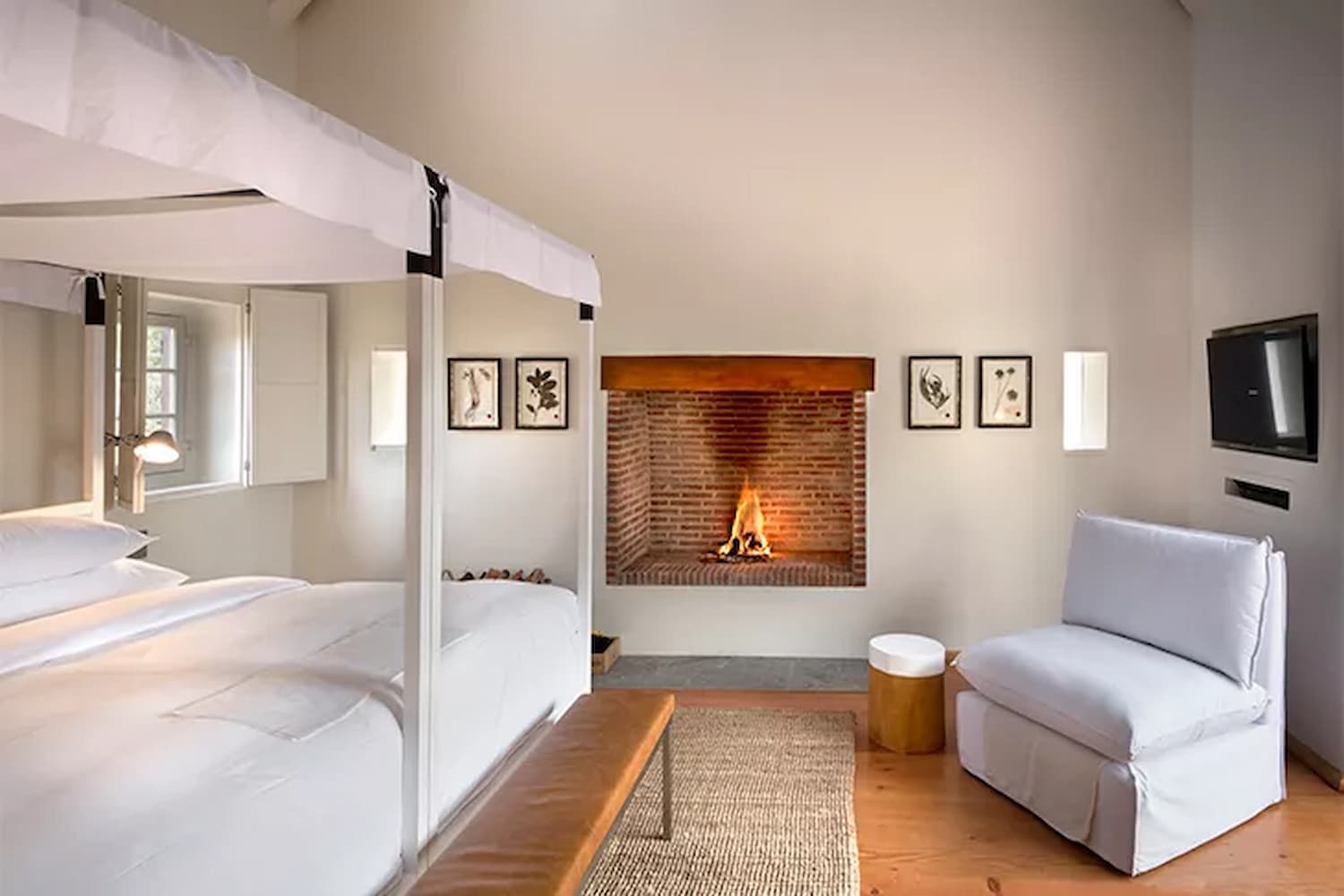 Farm hotel with thick whitewashed walls, elegant gables and hearty fireplaces. Courtesy of Farm Hotel.