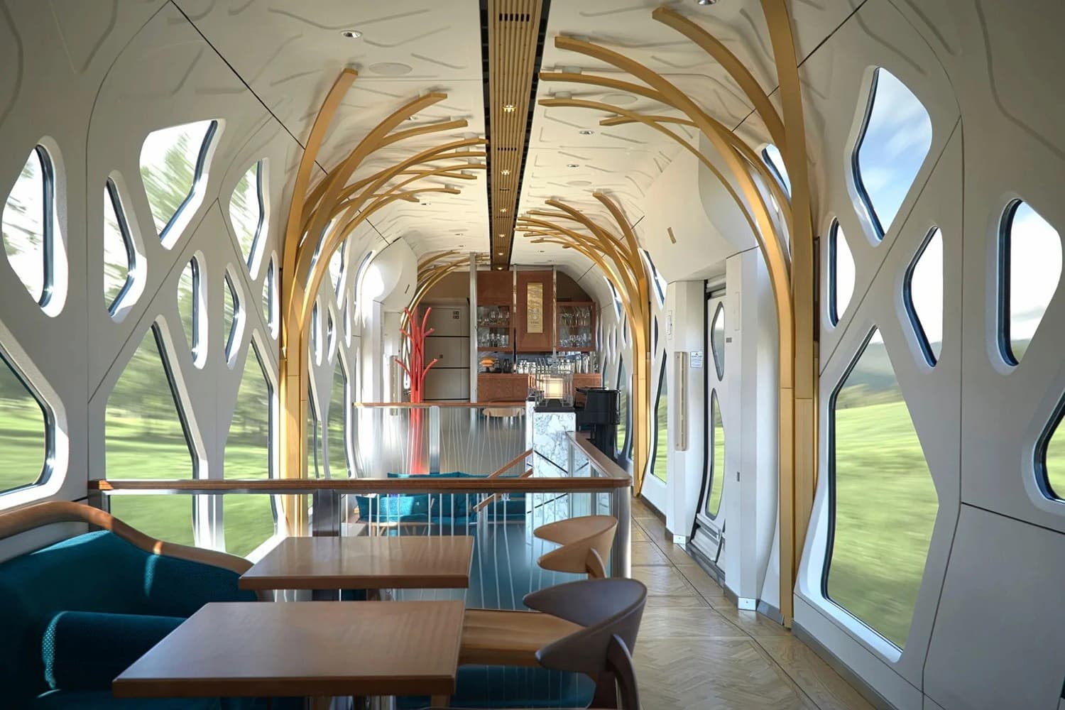 Inside one of the Train Suite Shiki-shima carriages