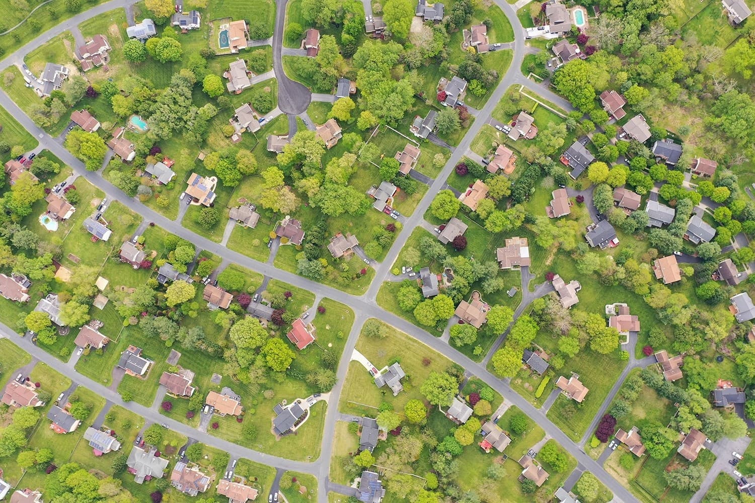Aerial view of a neighborhood