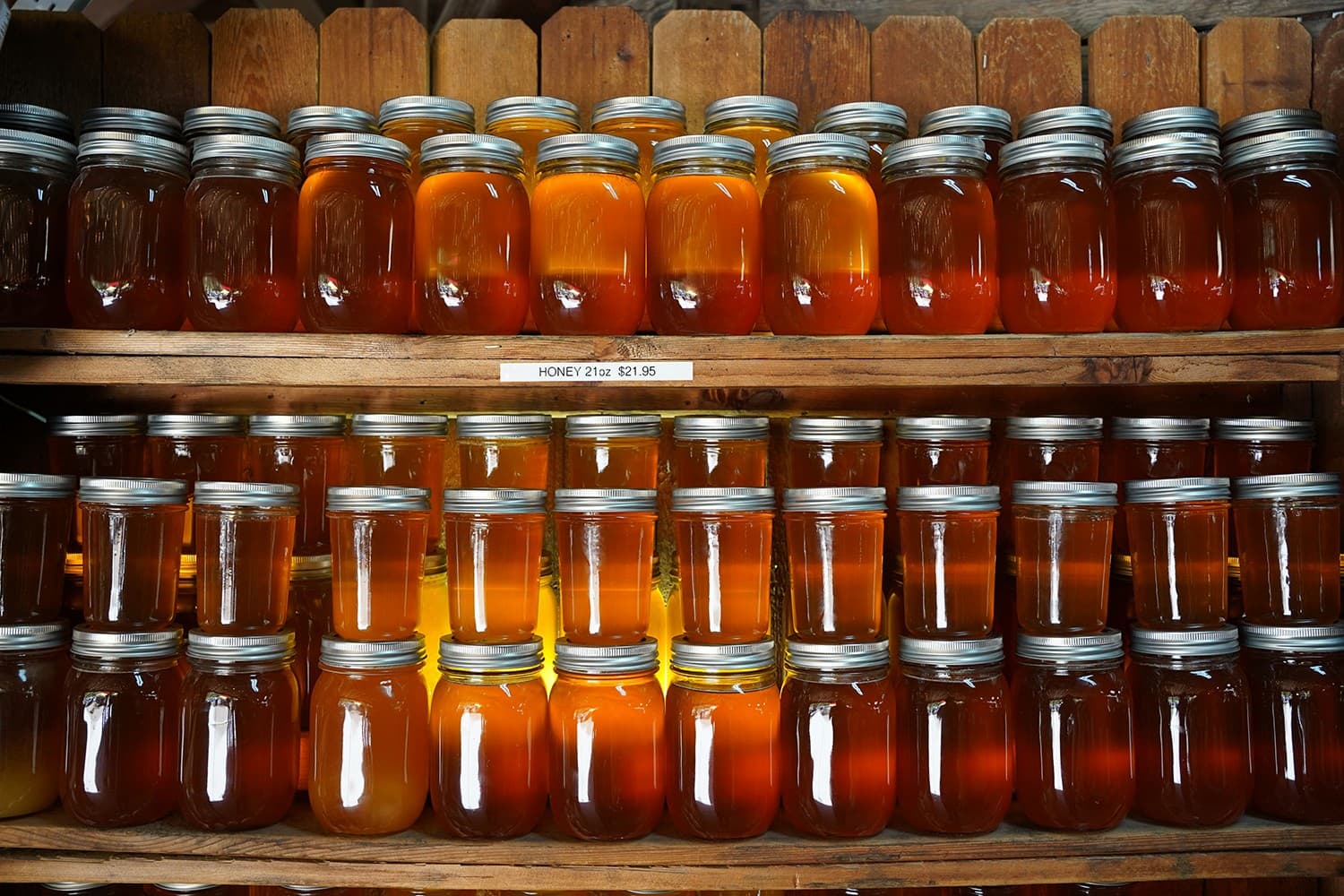 Lines of honey jars