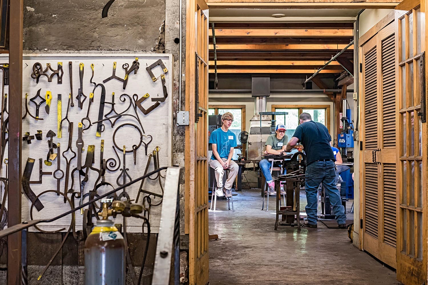 Students learn blacksmithing at the John C. Campbell Folk School